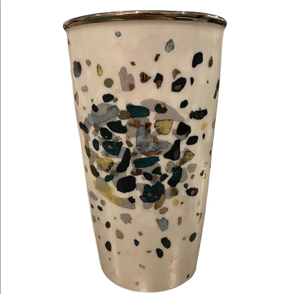 Starbucks 2014 Collectible Ceramic Abstract Mosaic 12 ounce Travel Mug Tumbler